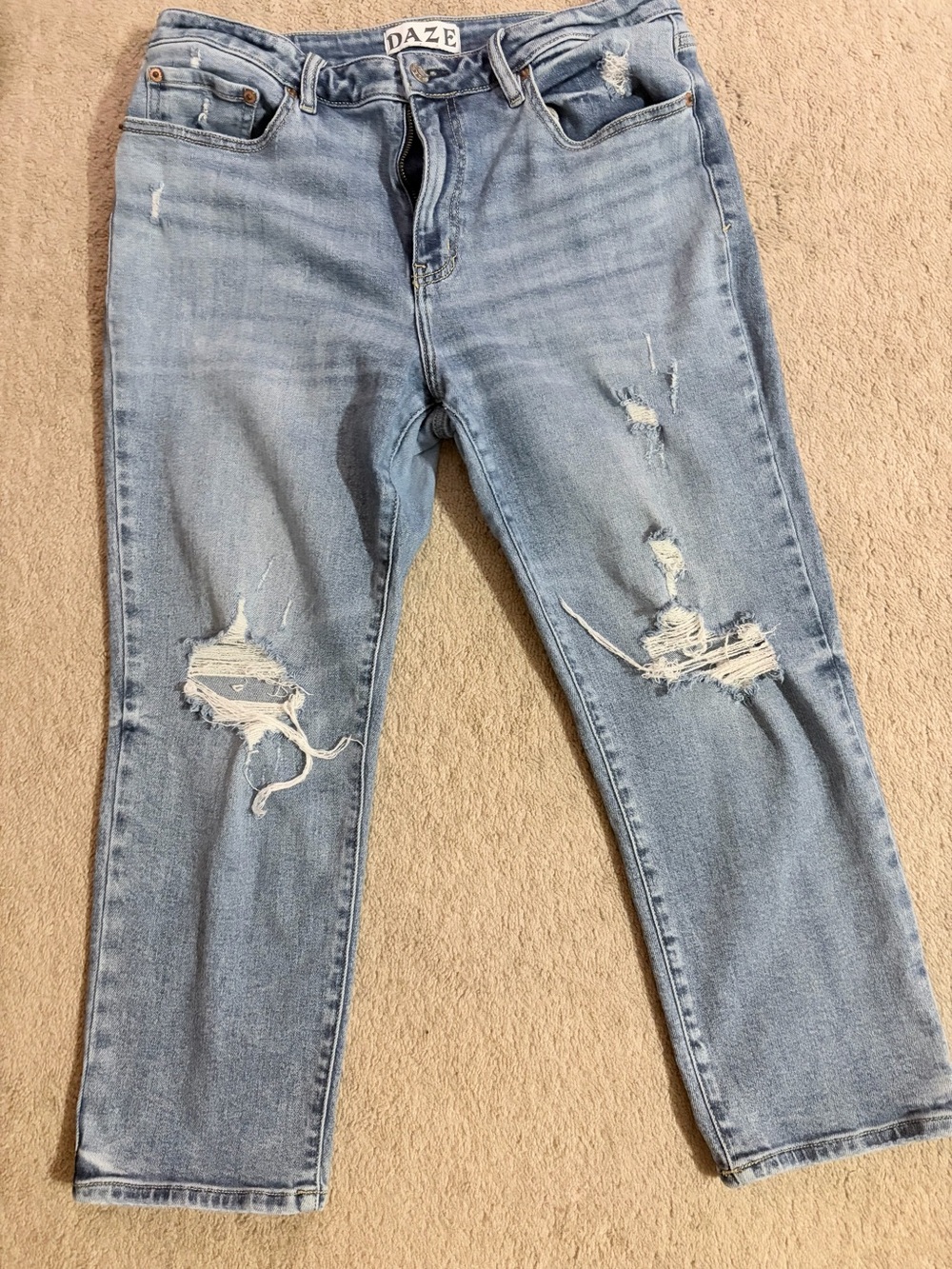 DAZE Light Blue Distressed Boyfriend Jeans